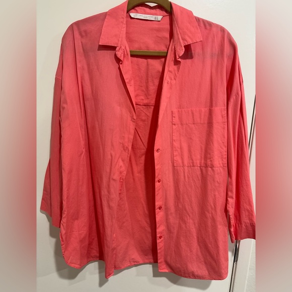 Zara Tops - Zara Oversized Pink Button-Up Shirt, Medium